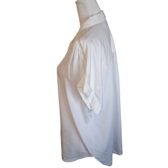 TIME & TRU WHITE BUTTON DOWN ROLL SLEEVE BLOUSE SZ.L EUC. - Picture 6 of 10